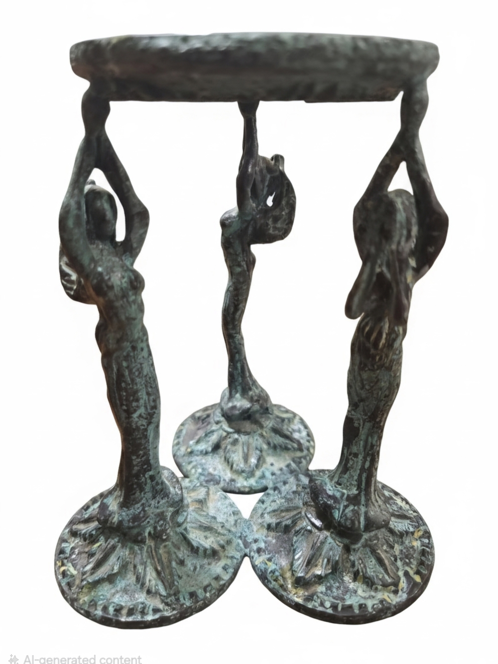 Vintage 1997 Bronze Triple Goddess Incense Burner Stand 13 Moon Stamps Pagan
